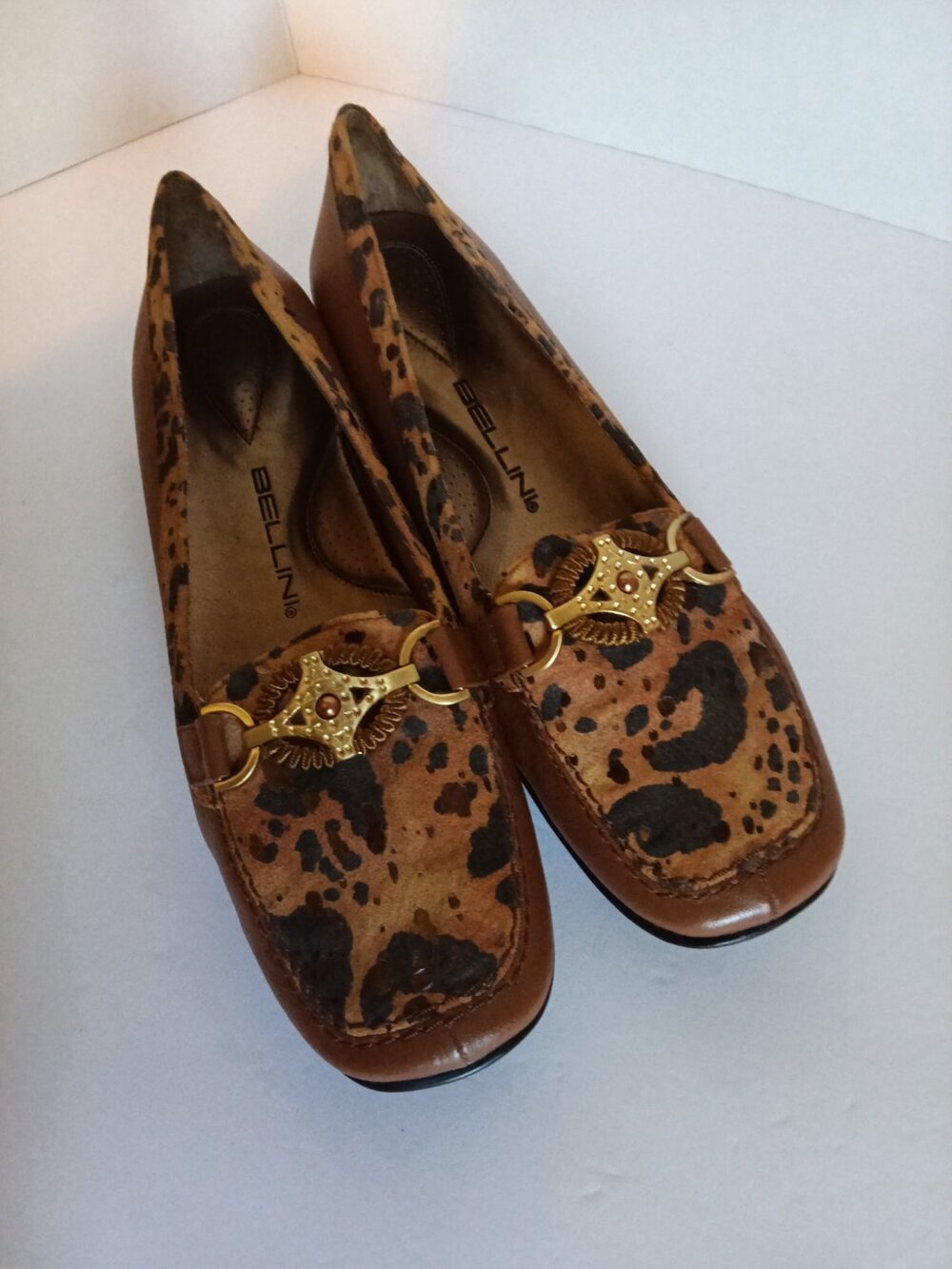 Bellini Flats Shoes Women's Size 10 Brown Leopard Print Leather EUC